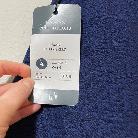 Cabi Blue Heathered Tulip Fluted Skirt Womens 4 Preppy Academia Modest - Picture 4 of 8